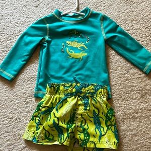 Cat & Jack 9m swim trunks with long sleeve rash guard